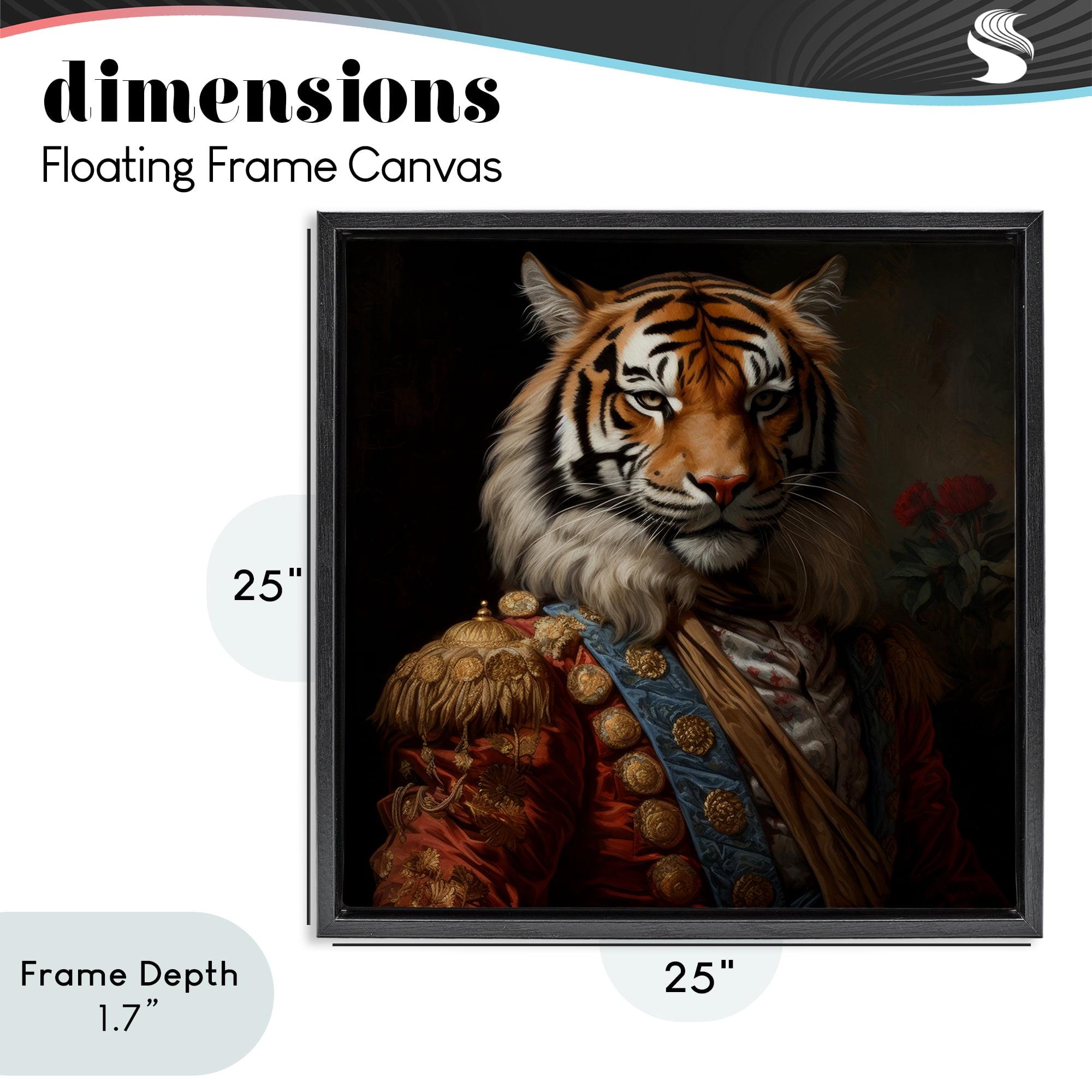 Stupell Industries Noble Tiger Transformation Black Framed Floater Canvas Wall Art, design by Lazar Studio