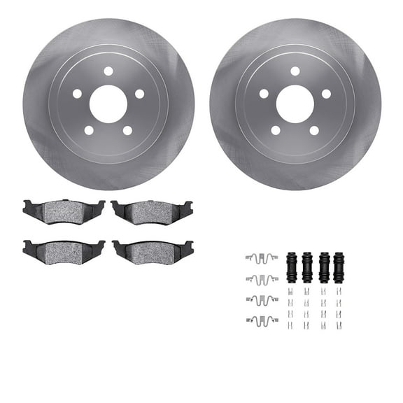 Dynamic Friction Company Rear Brake Rotors with 5000 Advanced Brake Pads includes Hardware 6512-39074
