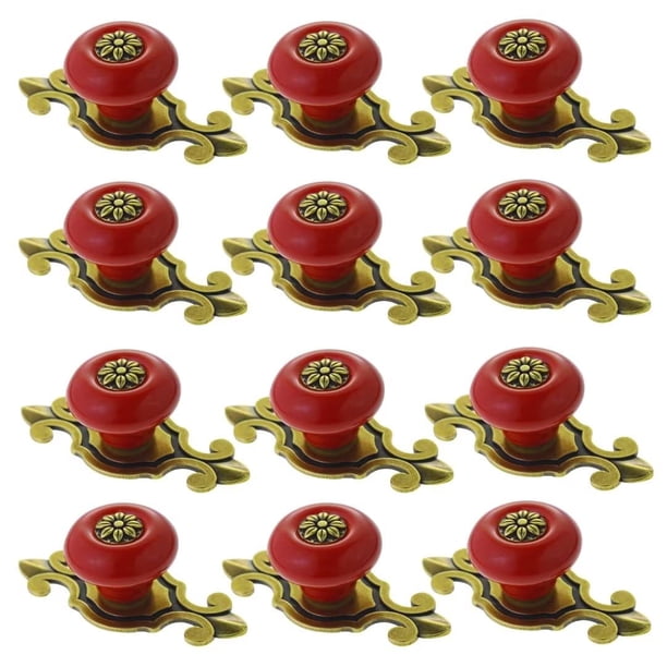 Paquete de 12 pomos y tiradores de cerámica Vintage para armarios de cocina, aparador, cajones, armario, herrajes para muebles de cerámica