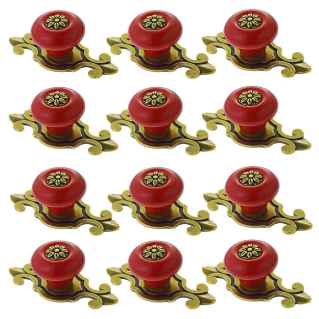 Paquete de 12 pomos y tiradores de cerámica Vintage para armarios de cocina, aparador, cajones, armario, herrajes para muebles de cerámica