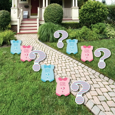 Outdoor Party Decoration (Chevron Gender Reveal - Baby Bodysuit and Question Mark Lawn Decorations - Outdoor Party Yard Decorations - 10)