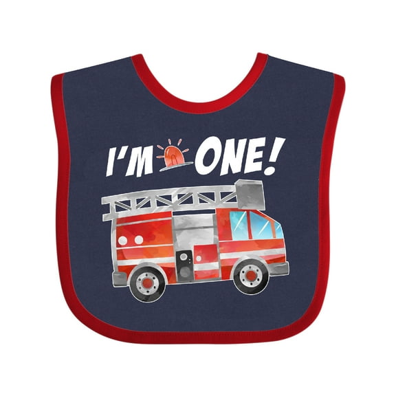 Inktastic I'm 1 Fire Truck 1st Birthday Boys or Girls Baby Bib