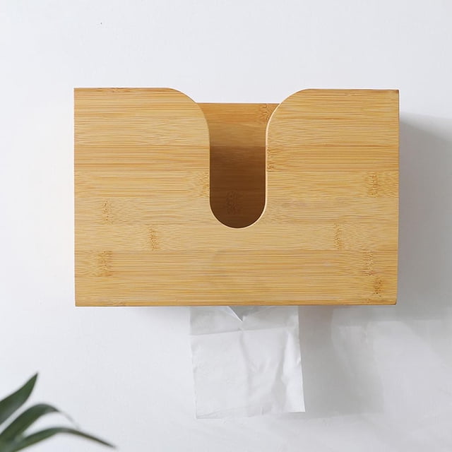 Caja de papel para colgar en la pared del inodoro de madera de bambú natural-29 * 11.5 * 19 cm Adepaton LL-0250