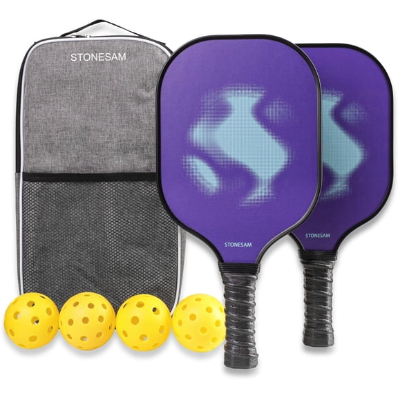 STONESAM Pickleball Paddles Set of 2, Carton Fiber & Honeycomb, Hybrid Control & Power Pickle Ball Racket for Beginner and Advanced Players (Aqua Power)