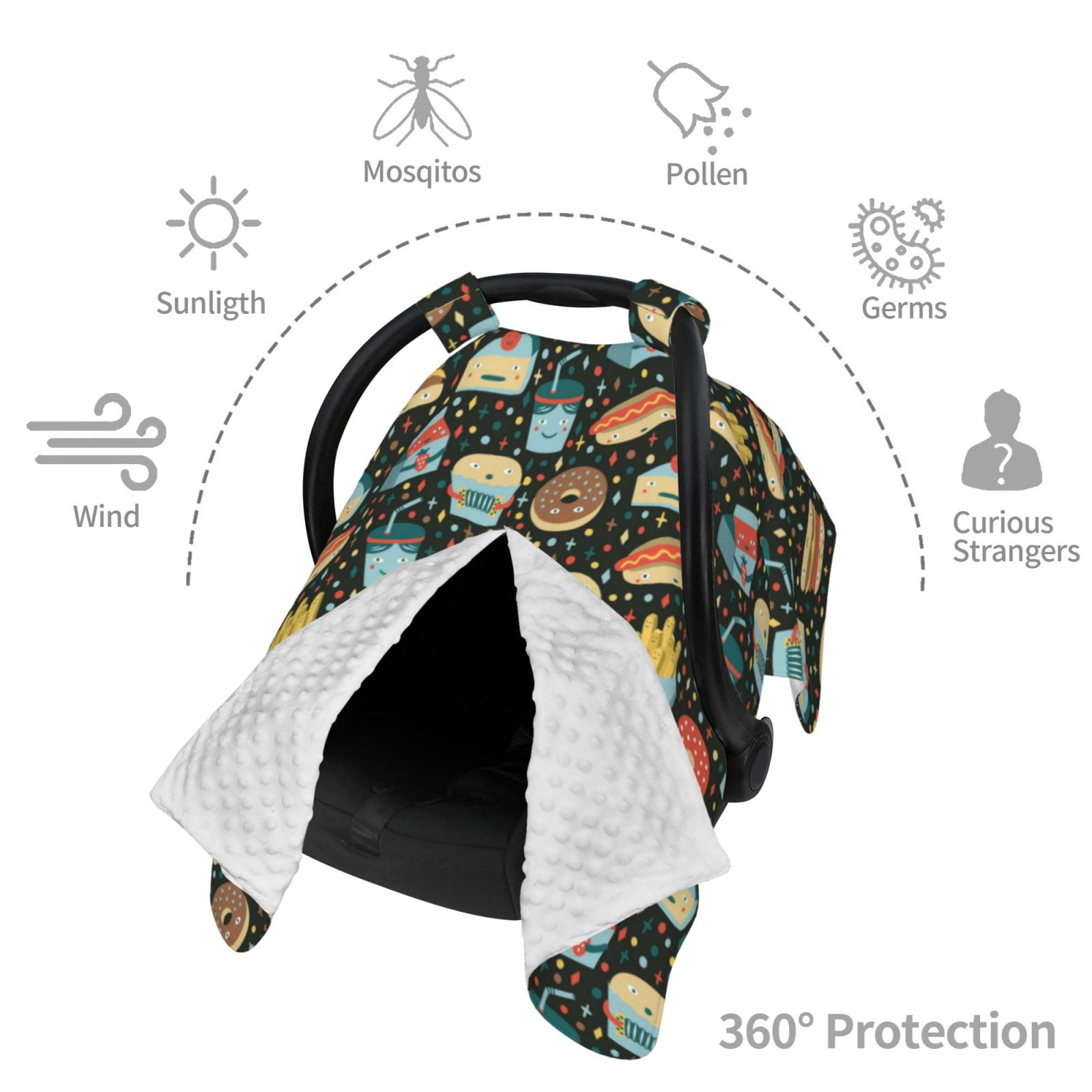 Car Seat Cover Baby - Cute Food Chip Donuts Breathable Infant Car Seat Cover for Baby Carseat, Lightweight Comfort Baby Essentials Must Haves Newborn Stuff for Girl Boy