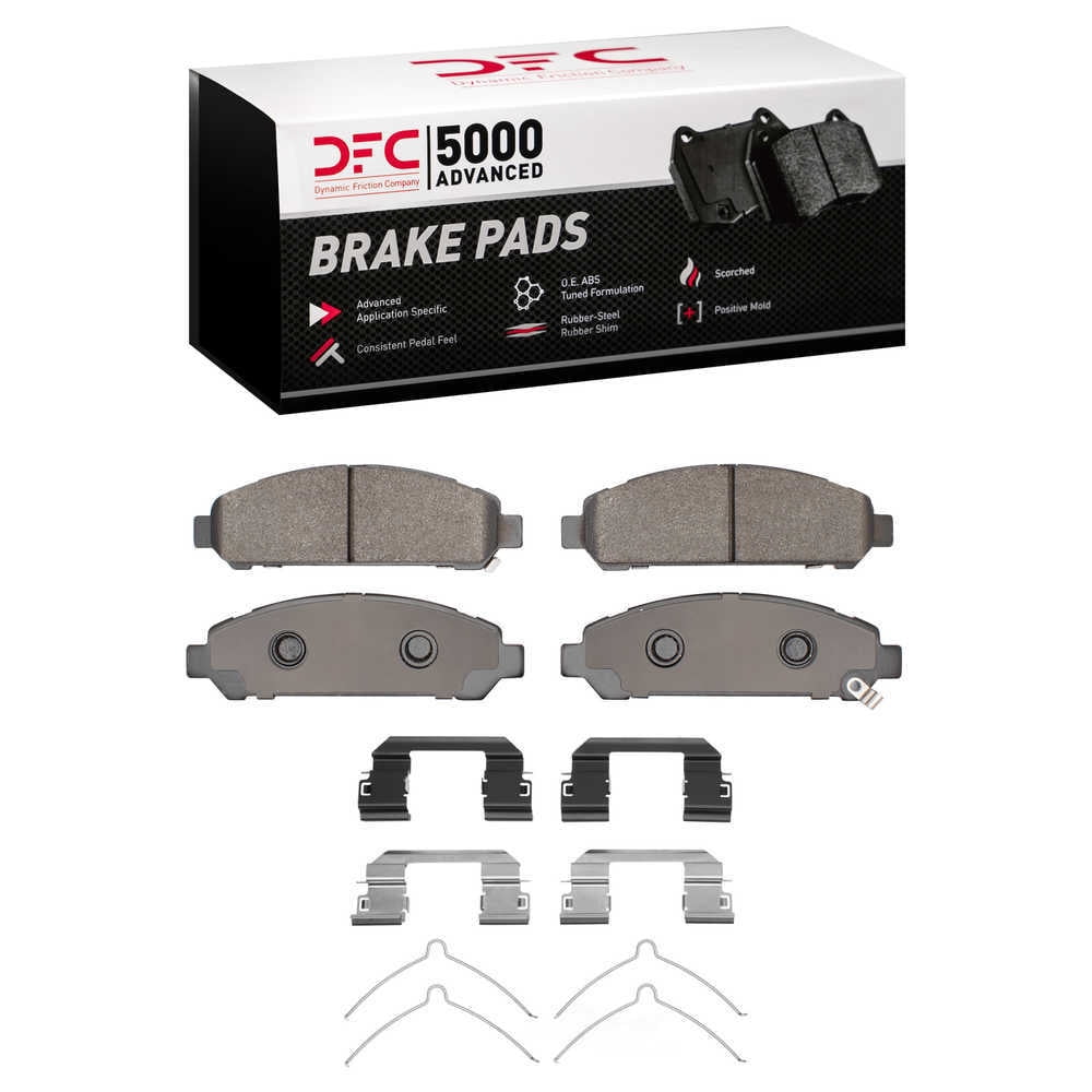 Dynamic Friction Company 1551-1401-01 DFC 5000 Advanced Brake Pads - Low Metallic and Hardware Kit
