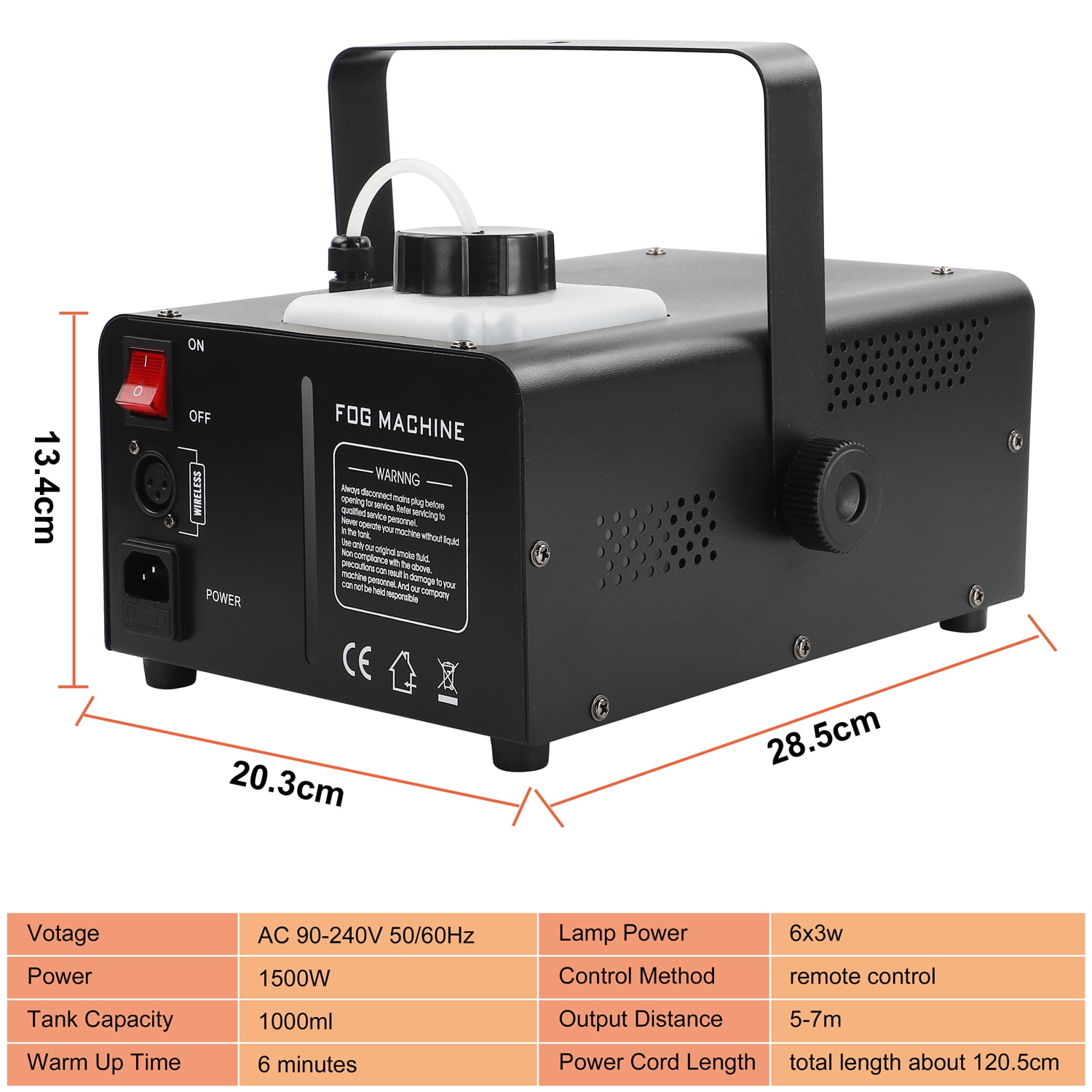 1500W RGB LED Fog Machine - Remote Control Smoke Machine for DJ Stages, Nightclubs, Parties, Concerts & Bars