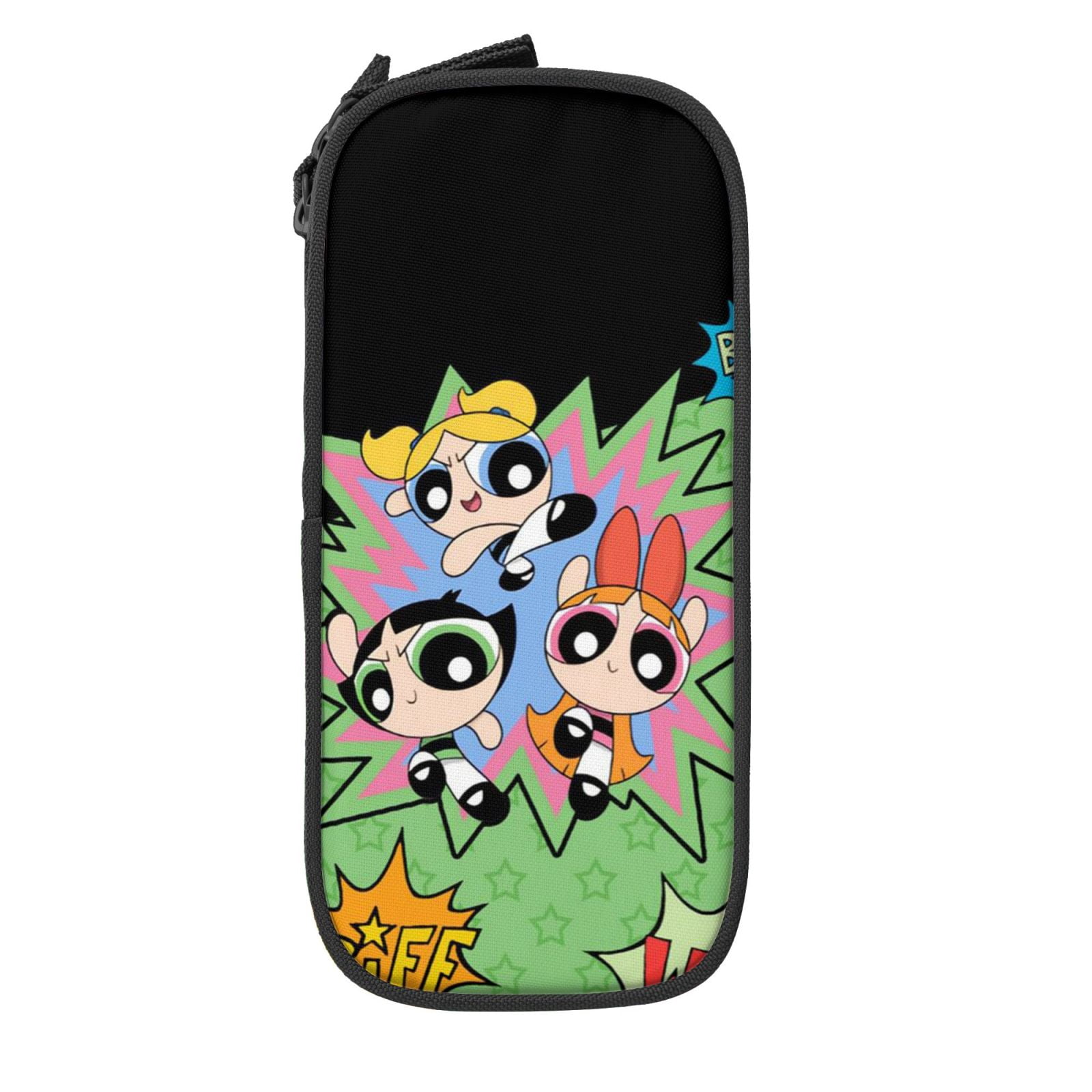 The Powerpuff Gi-rls Pencil Case Large Capacity Pencil Pouch Penbag Office Stationery Organizer Travel Makeup Bag Black