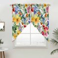 thumbnail image 5 of Green Yellow Floral Kitchen Window Curtains, Swag Curtains Valance for Bedroom Living Room Bathroom, Purple Blue Watercolor Retro Leaf Rod Pocket Window Curtain Block Drapes 2 Panels 36"x45", 5 of 9