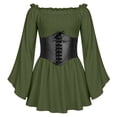 thumbnail image 2 of Kids Girls Pirate Dress Off Shoulder Girls Medieval Dress with Corset Belt Flowy Girls Fairy Costume, 2 of 8
