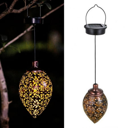 

PRAETER Solar Powered Energy LED Light Lantern Hanging Outdoor Lamp Olive Shape Design Sensitive Light Sensor Control IP44 Water Resistance