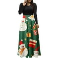 thumbnail image 2 of WXLWZYWL Women's Christmas Dresses Casual Vintage Print Round Neck Long Sleeve Dress Outs Fall Winter Dresses Loose Maxi Dresses, 2 of 5