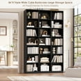 thumbnail image 5 of Hiphuta 86"H x 47"W Wood Triple 7-Tier Standard Bookcase, Tall Bookcase for Bedroom, Living Room and Office, Freestanding 21 Cubes Display Storage Shelves, Black, 5 of 7