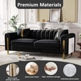 thumbnail image 6 of Rophefx 85" Mid-Century Black Velvet Tufted Sofa,Classic Chesterfield Deep Seat Sofa Couch with Gold Metal Legs & Pillows,3 Seater for Living Room Bedroom Apartment Office Furniture, 6 of 8