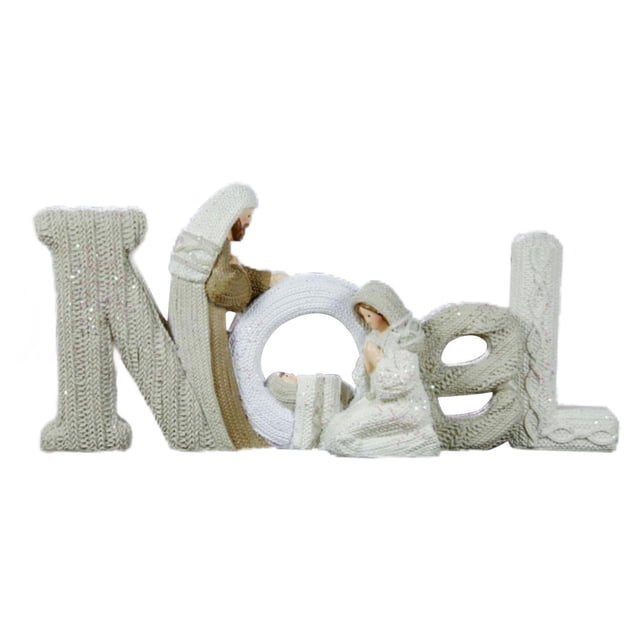 Conjunto de figuras de belén, elegante decoración de amor, pequeña Sagrada Familia de poliresina para decoración navideña, decoración de escritorio, manualidades NOEL beige