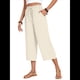 thumbnail image 2 of Pantalones Cortos para Mujer, Informales, con Cordón y Bolsillos, Holgados, de Cintura Alta y Pierna . Crema XXL, 2 of 6