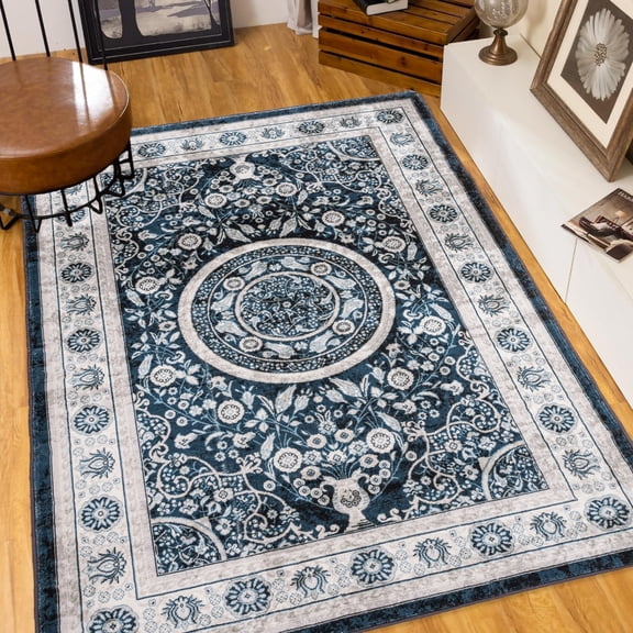 Hywell 6'x9' Vintage Bohemian Rug - Non-Slip Washable Carpet for Living Room, Bedroom
