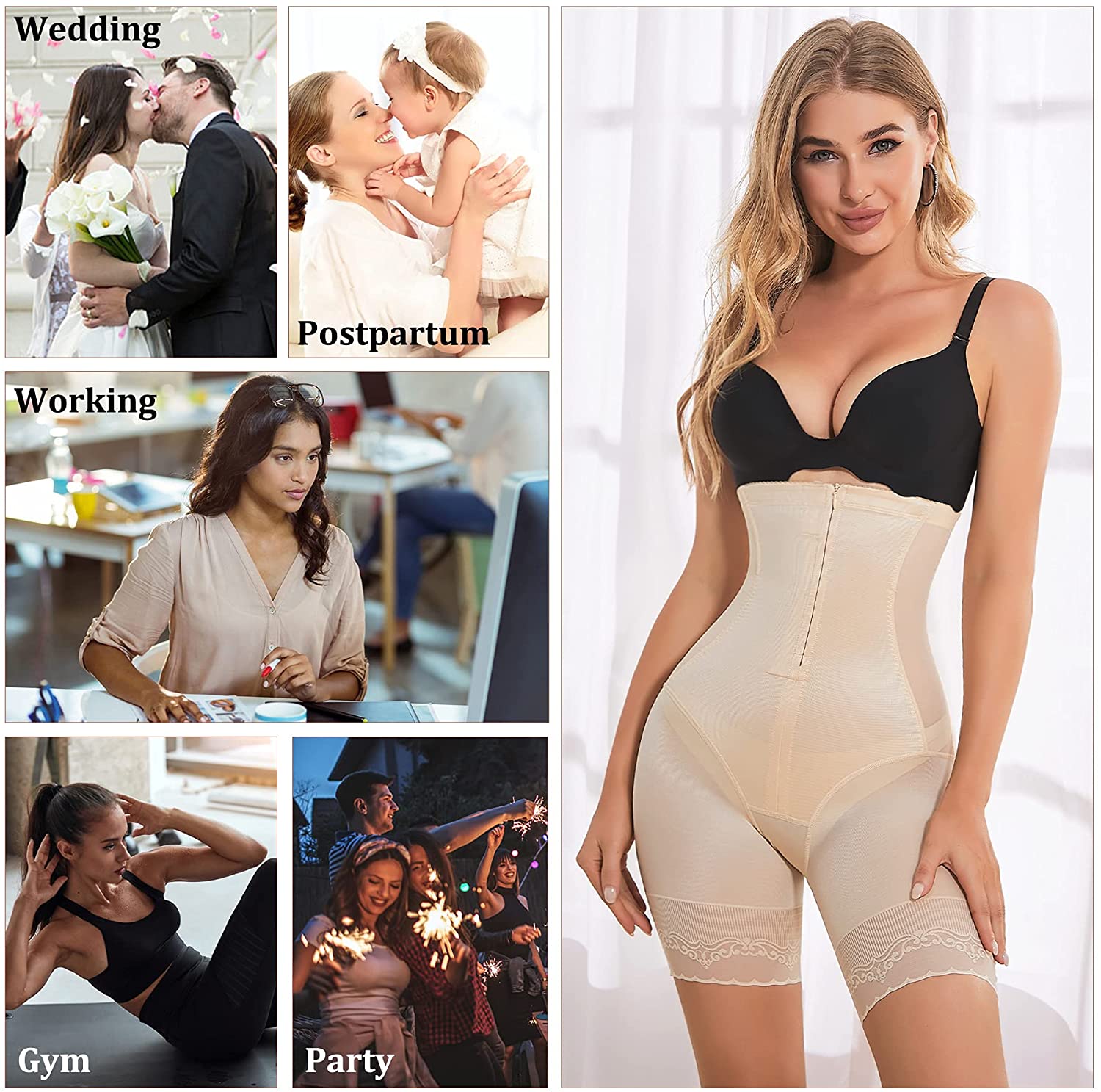 Eleady Women's Mid Thigh Shapewear Shapewear for Women Tummy Control Butt  Lifter Panties High Waist Trainer Body Shaper Shorts Lace Thigh  Slimmer(Black Medium) - Walmart.com