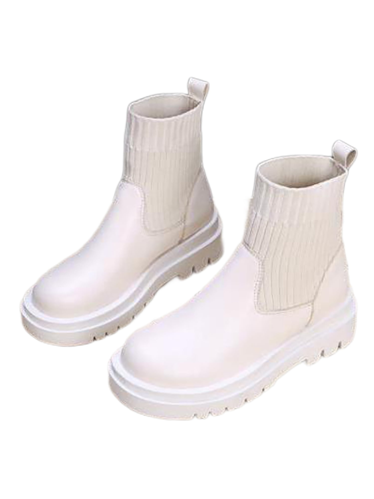 Hoe Vooraf arm Ferndule Ladies Round Toe Chelsea Boot Office Breathable Pull On Ankle Boots  Comfort Waterproof Winter Shoes Beige with Warm Lined 5 - Walmart.com