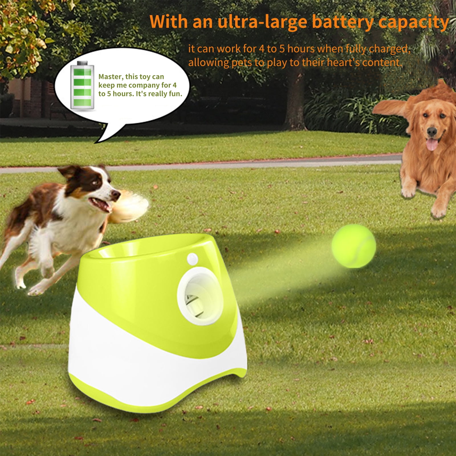 Automatic Ball Launcher for Dogs Tennis, Feeder Ball Launcher Dog Toy Ball Thrower Enrichment Toys for Dogs,Interactive Puppy for Small and Medium Size Dogs, 3 Balls Included (2 inch)
