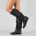 thumbnail image 1 of Botas holgadas altas de piel sintética para mujer Zapatos planos Negro 38 brillar Electrónica, 1 of 2