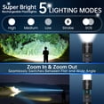 thumbnail image 2 of Pack de 2 Linternas LED Recargables de Alta Potencia con Pantalla LCD Digital 5 Modos Zoomable Cuerpo de Aluminio Carga Rápida USB Impermeable y Resistente a Golpes para Camping Emergencias y Hogar, 2 of 8