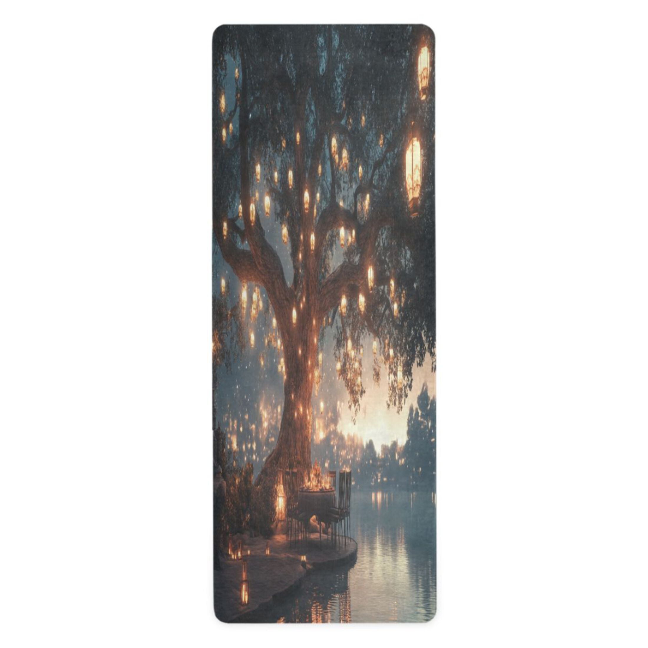 BZSMCE Yoga Mat Women Tree with Hanging Lanterns Lakeside Fitness Mat