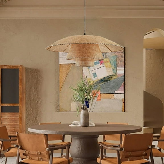 Arturesthome Vintage Rattan Layers Pendant Lights Home Decor