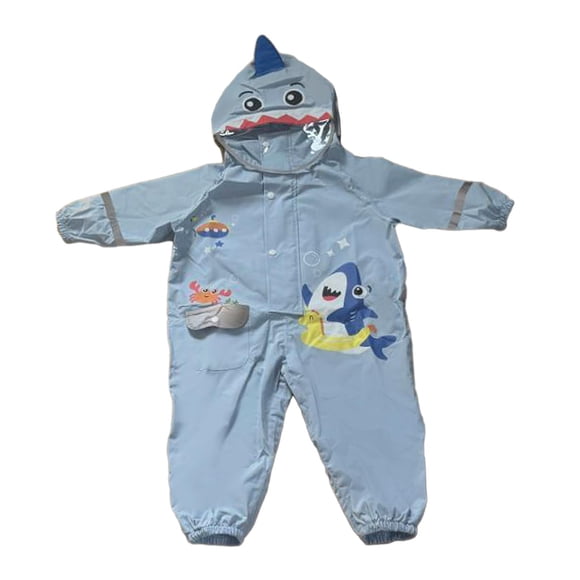 Traje de lluvia para niños, sudadera con capucha impermeable chaqueta de lluvia con cremallera linda ropa impermeable para acampar L