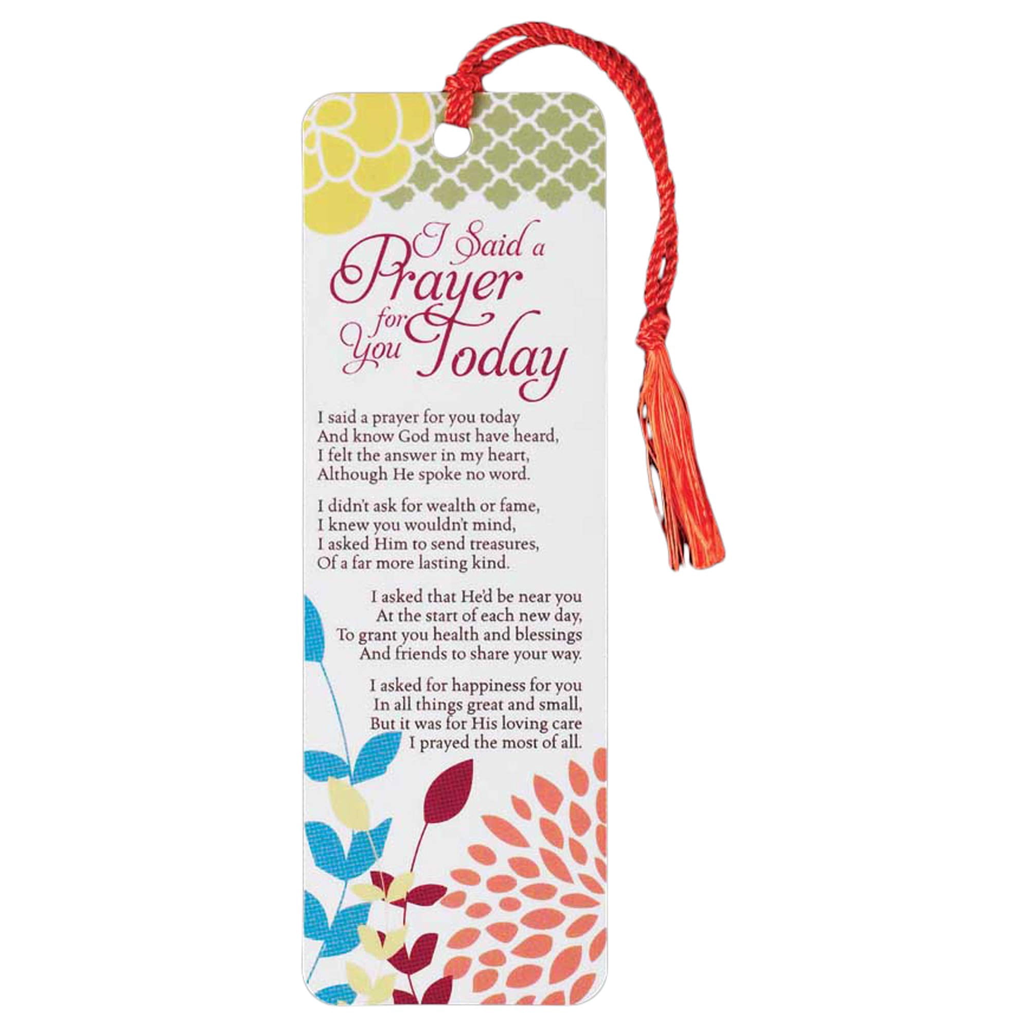 Said A Prayer for You Today Floral White Cardstock Tassel Bookmarks, Pack of 12