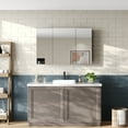 thumbnail image 5 of Deervalley 48'' W x 26'' H Three-Door Mirror Cabinet With Black Aluminum Frame, Inner Hooks And Mirror, Adjustable Glass Shelves, UV Toothbrush Holder, Wall-Mounted Bathroom Storage DV-1MC0337, 5 of 19