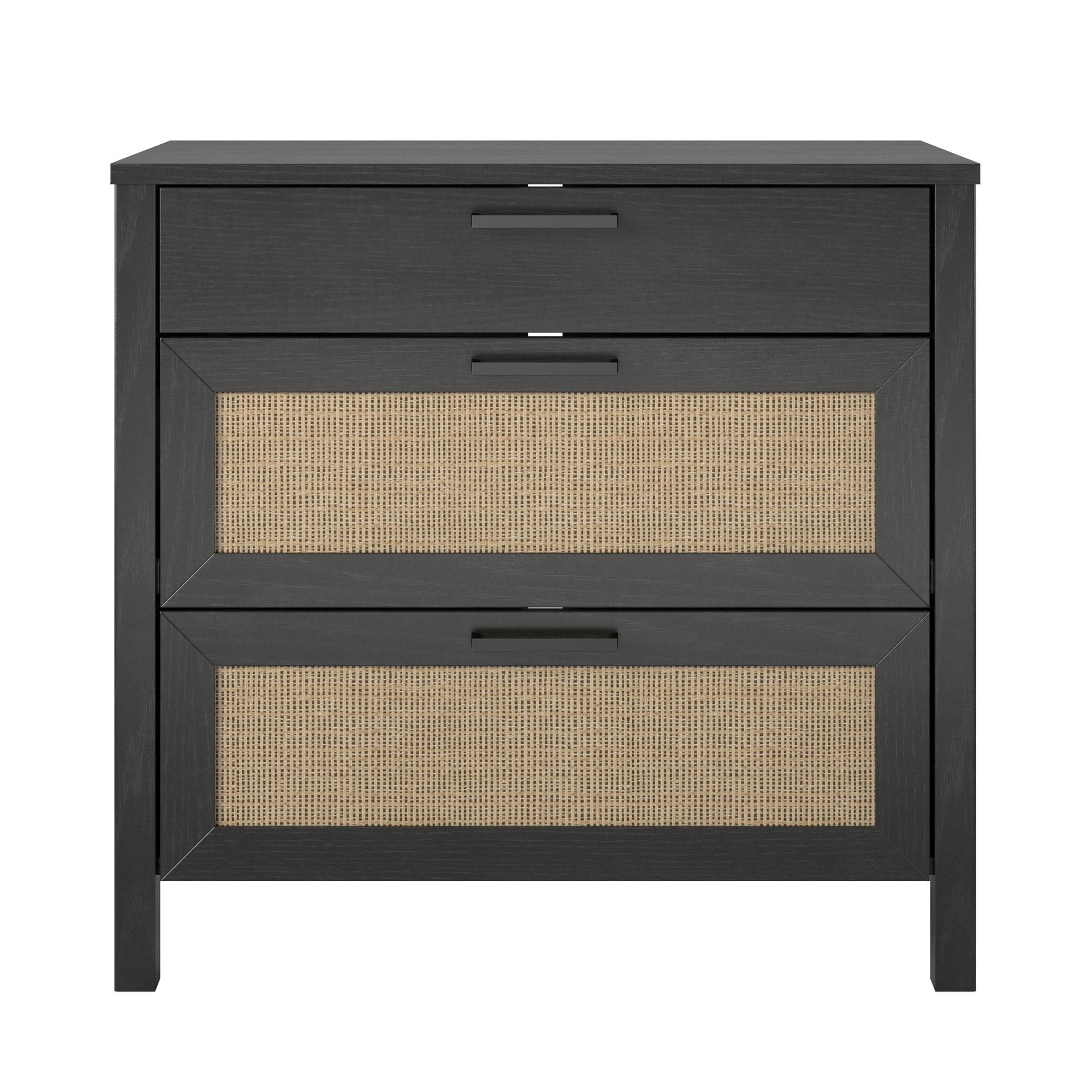Ameriwood Home Wimberly 3-Drawer Dresser, Black Oak with Faux Rattan - image 4 of 11