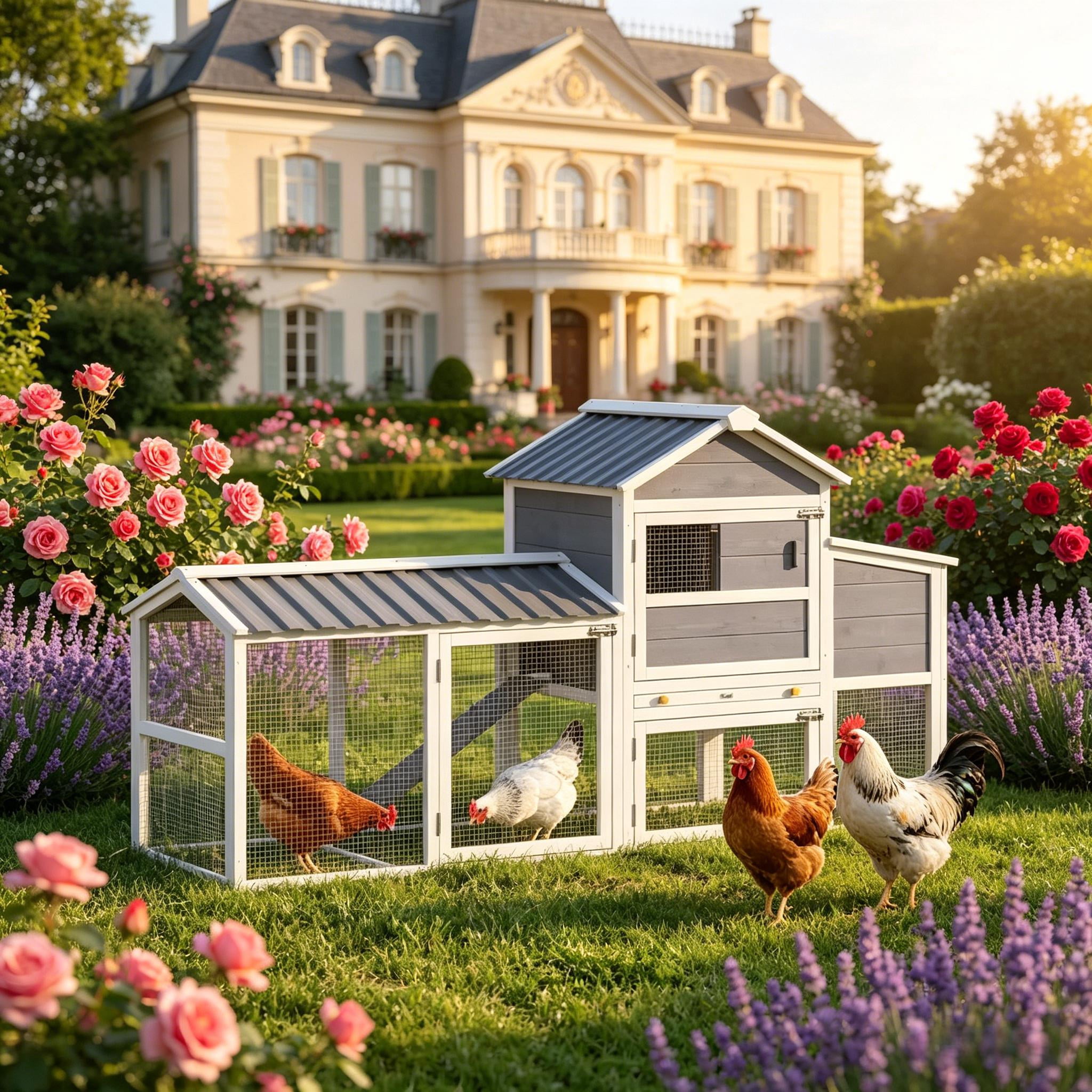 Pet Cage, Backyard Chicken Coop, Large Chicken Coop with Stable Wheels