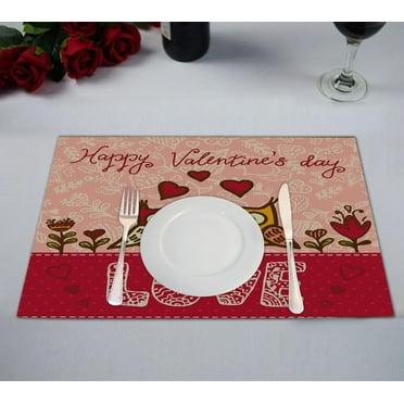 Ykcg Spring Tree Of Love Pink Red Valentine S Day Placemats Size 12x18 Inches Set Of 2 Walmart Com