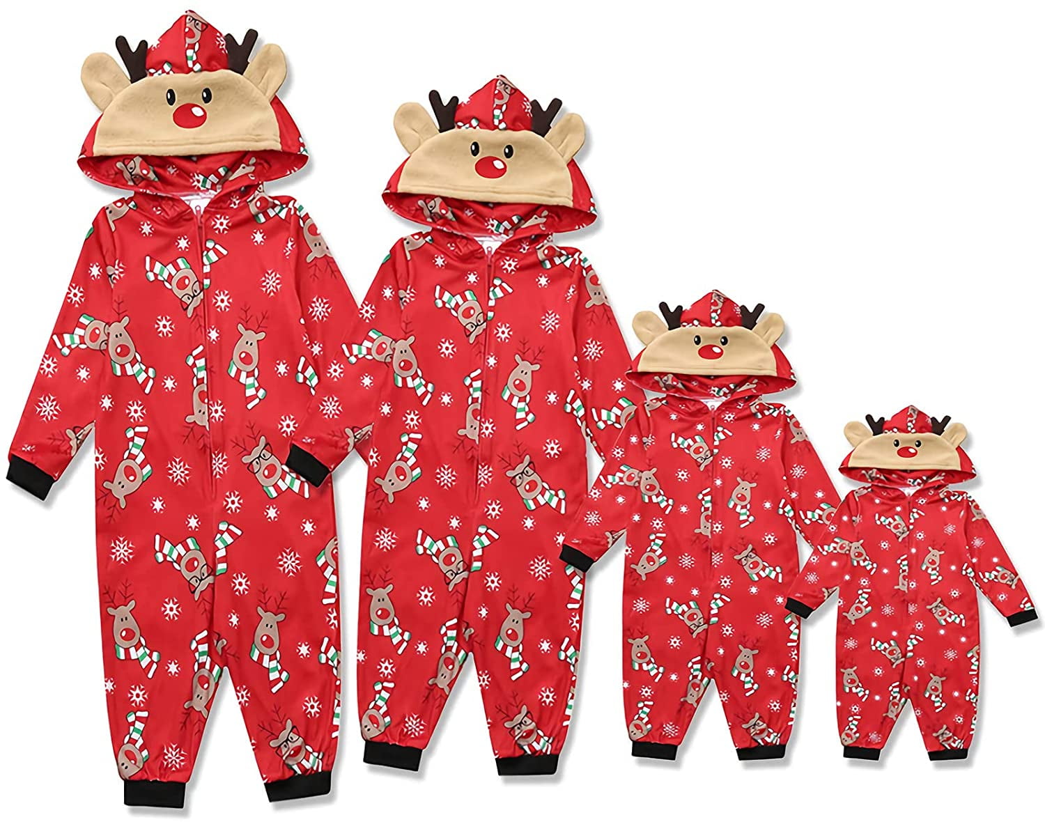 Weihnachts-Familien-Overall – Jumpsuit Mit Kapuze, Weihnachtsdruck, Für Paare & Kinder