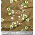 thumbnail image 1 of Soimoi Brown Georgette Viscose Fabric Leaves,Clematis & Camellia Floral Print Fabric by the Yard 42 Inch Wide, 1 of 1