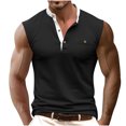 thumbnail image 2 of Weiqiqre Men Tank Tops Classic Button Basic Sleeveless Shirt Solid Color Cotton Tees Golf Stylish Tops, 2 of 9