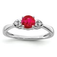 thumbnail image 1 of White Sterling Silver Ring Band Gemstone Diamond Ruby Red, 1 of 2