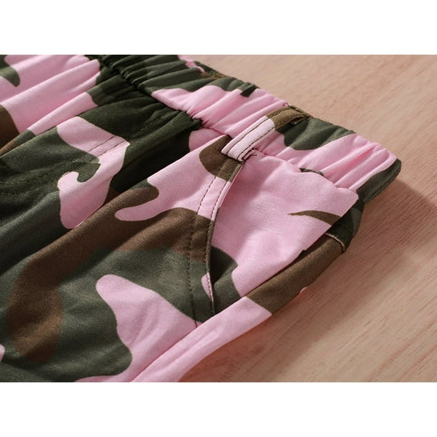 EIMELI 1 6Y Kids Girls Tracksuit Suit Long Sleeve Letter Print Sweatshirt Camouflage Pants with Pockets Walmart