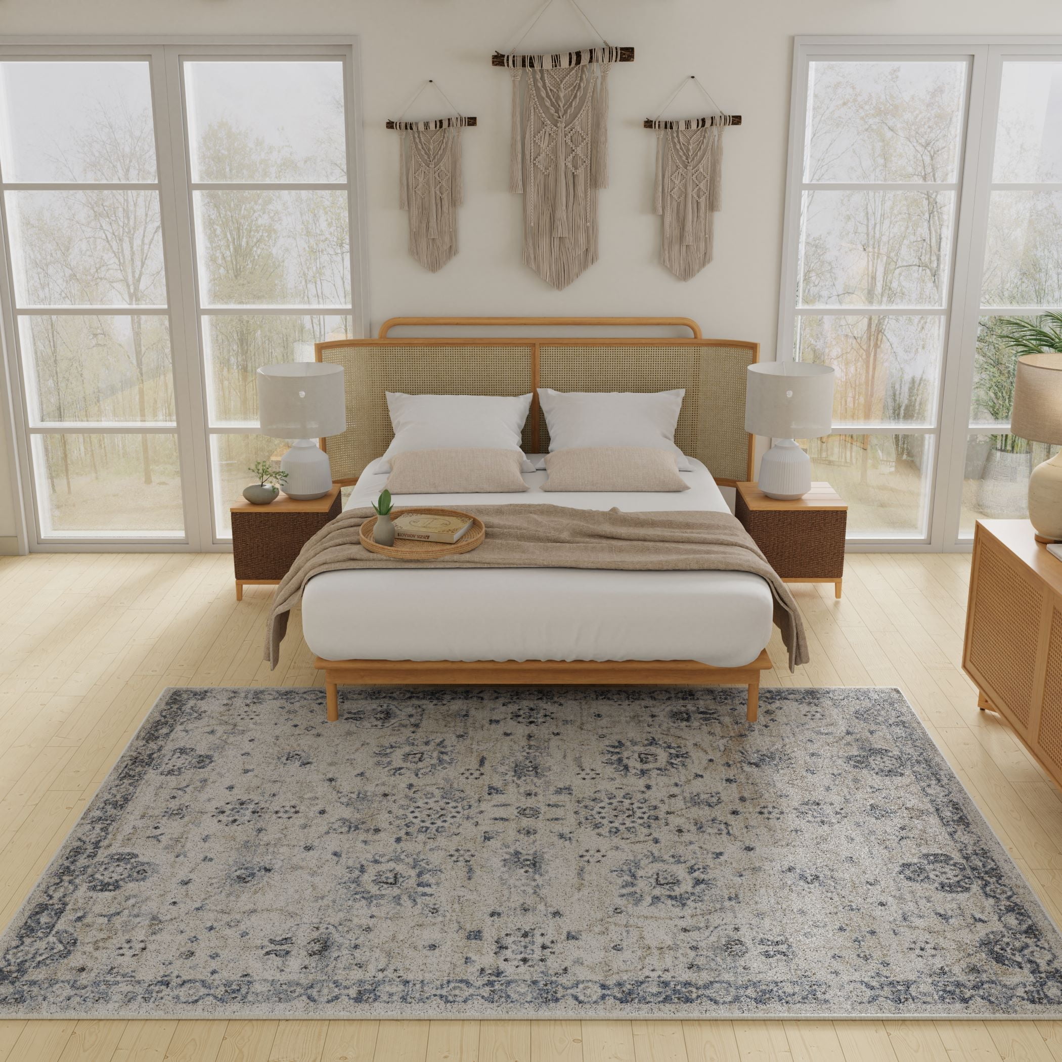 Loomaknoti Kehleigh Aylesh 9' x 12' Blue Oriental Indoor Area Rug