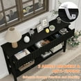 thumbnail image 6 of LAZZO Modern Fluted Console Table, Narrow Long Behind Couch Sofa Entryway Table with 3 Drawers & 2-Tier Open Shelf, Black, 6 of 9