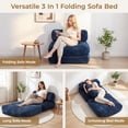 thumbnail image 4 of Neche Single Corduroy Convertible Sleeper Sofa - Folding, Pillow Included, Back Support, Portable for Living Room & Bedroom, Navy, 4 of 13