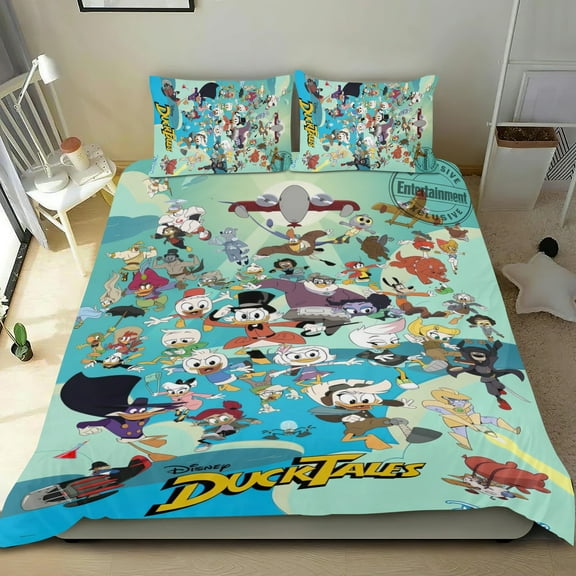Bedding Set For Duck Tales Comforter Cover Set Cute Duvet Cover Sets Super Soft Teens Bedding Set Kids Bedroom Gifts,1 Duvet Cover with 2 Pillowcases Twin 3 Piece
