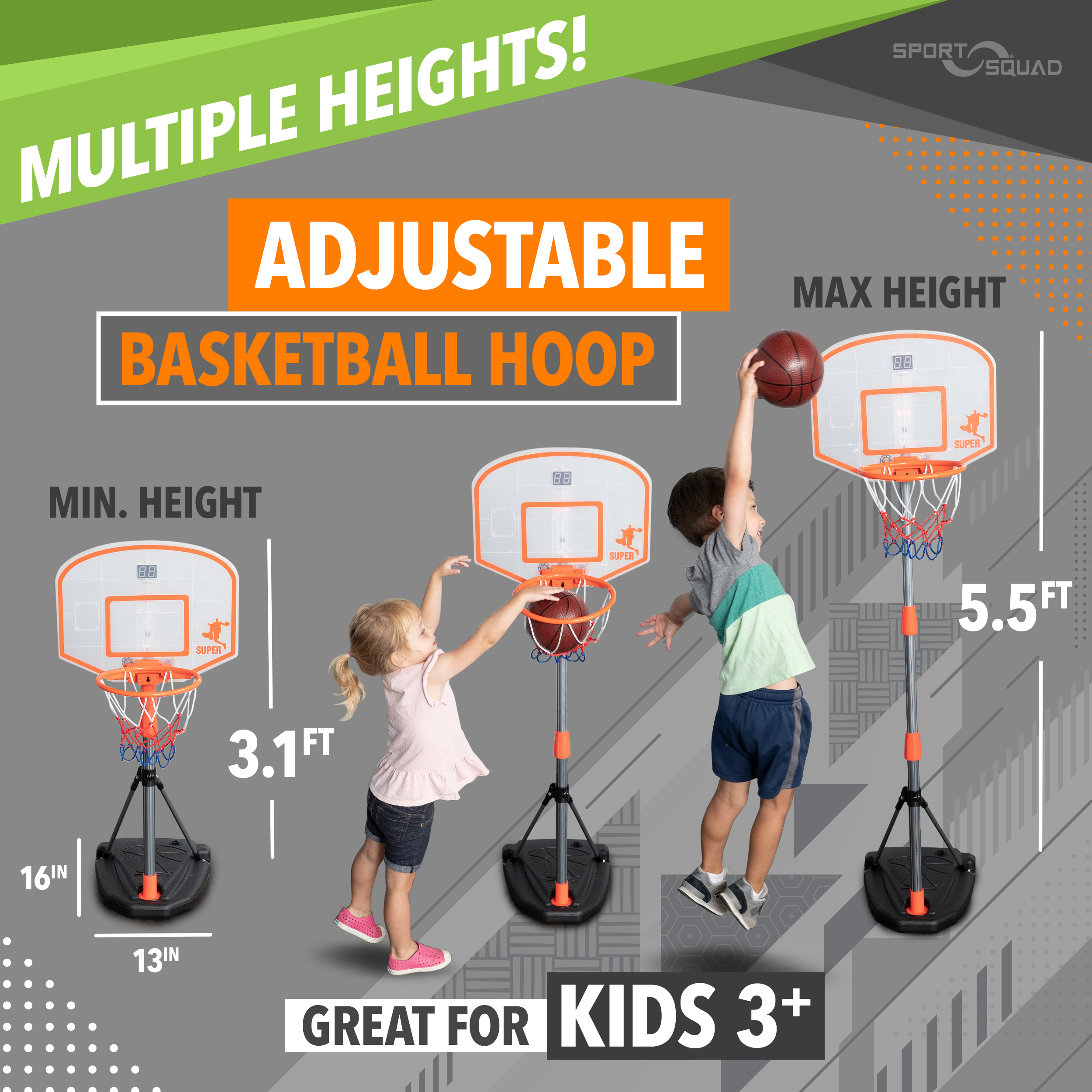 Sport Squad Jumpshot Mini Electronic Arcade Basketball Game with Light Up Basketball, 5.5' Basketball Hoop, 1ct Basketball, 1ct Air Pump - image 2 of 6