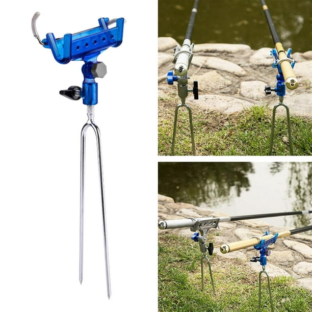 Travel Automatic Fishing Rod Holder Rack Ground Stake Stand Fish Pole  Bracket Accessories Fishing Gear for Fishing on Lakes & Stream AntiRust -  Blue Head 