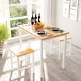 thumbnail image 2 of LinkRomat 3 Piece Dining Room Table Set for 2, 47" Farmhouse Dining Table with Benches, Rectangular Kitchen Sets for Small Space, Apartment, Restaurant, White & Walnut, 2 of 9