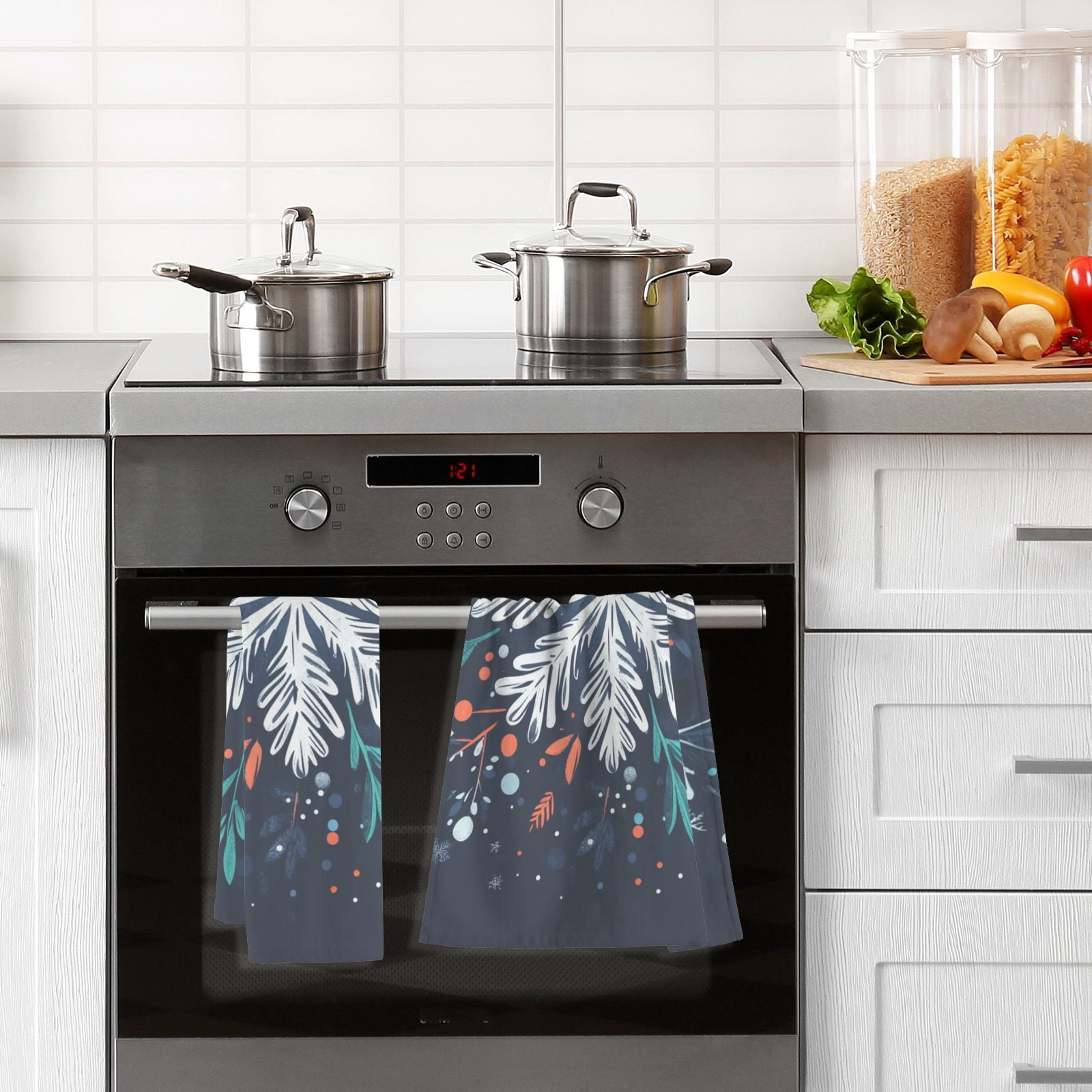 Christmas Blue Snowflake Hand Towels Cotton Bath Towels Large Face Towels Absorbent for Bathroom 2 Packs