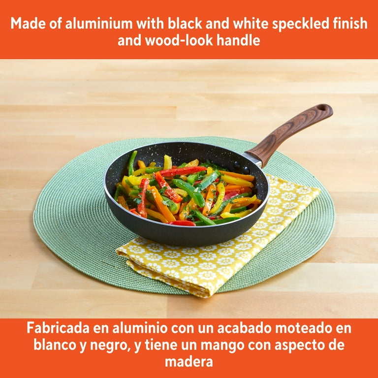 Im Usa 8in Black Stone Aluminum Nonstick Fry Pan with Wood Look