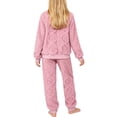 thumbnail image 5 of Viluyesy Girls 2 Piece Outfit Fleece Crew Neck Top and Jogger Pants Textured Long Sleeve Soft Warm Cozy Casual Sleepwear Pajama Set Pink Size 10, 5 of 5