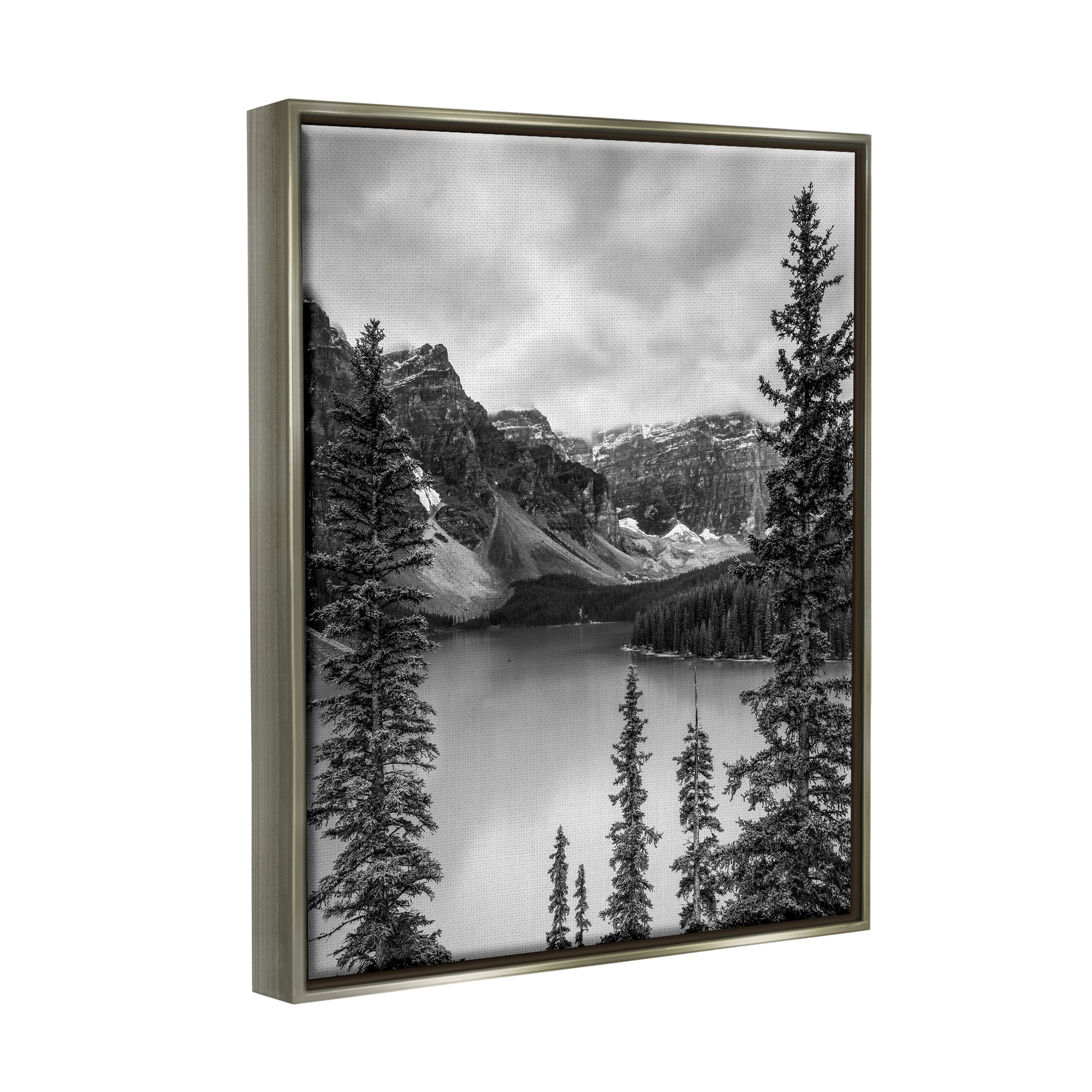Stupell Industries Woodland Pond Scenery Landscape Photography Gray Floater Framed Canvas Art Print Wall Art, 17 x 21